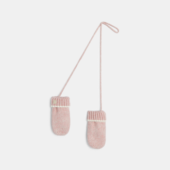 قفازات تريكو محبوكة بدون أصابع باللون الوردي للفتيات الصغيرات